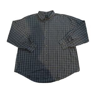 Arrow Blue Check Button-Down Shirt Mens Size XL 17-17 1/2
